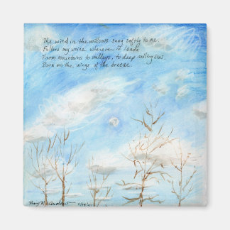 "De wind in de wilgen" vers op schilderij Magneet