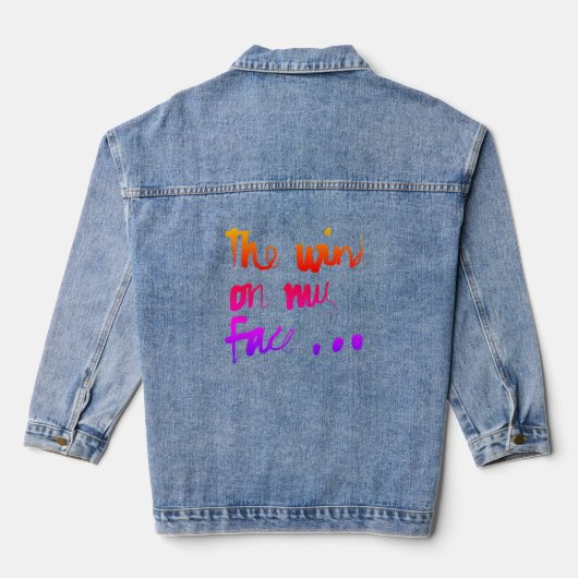 De wind op mijn gezicht - Rainbow Lettering Denim Jacket (Achterkant)