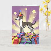 De Windhond van de verjaardag/Whippet/Italiaanse Kaart (Gele Bloem)