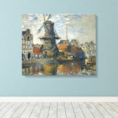 De windmolen op de Ongracht in Amsterdam Canvas Afdruk (Insitu (Houten vloer))