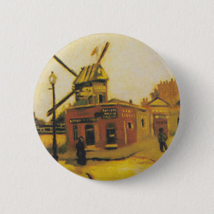 De windmolen van Galette van Vincent van Gogh Ronde Button 5,7 Cm