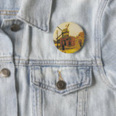 De windmolen van Galette van Vincent van Gogh Ronde Button 5,7 Cm (In situ)