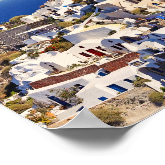 De windmolens in Oia of Santorini, Griekenland Poster (Hoek)