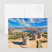 De windmolens van Chora op het eiland Patmos, Grie Briefkaart (Voorkant / Achterkant)