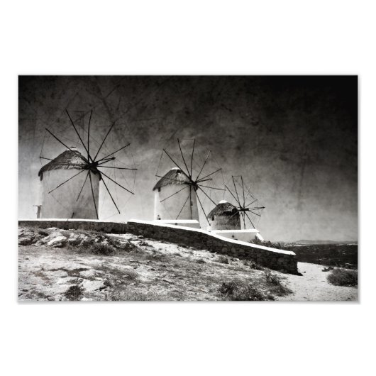 De windmolens van Mykonos 2 - Afdrukken Foto Afdruk (Voorkant)