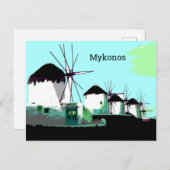 De windmolens van Mykonos, Griekenland Briefkaart (Voorkant / Achterkant)