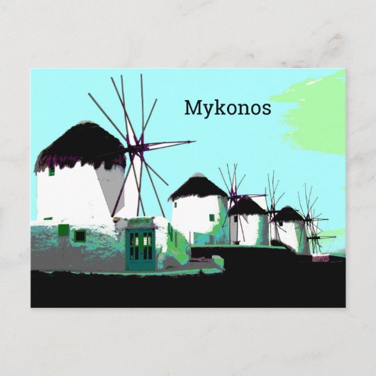 De windmolens van Mykonos, Griekenland Briefkaart (Voorkant)