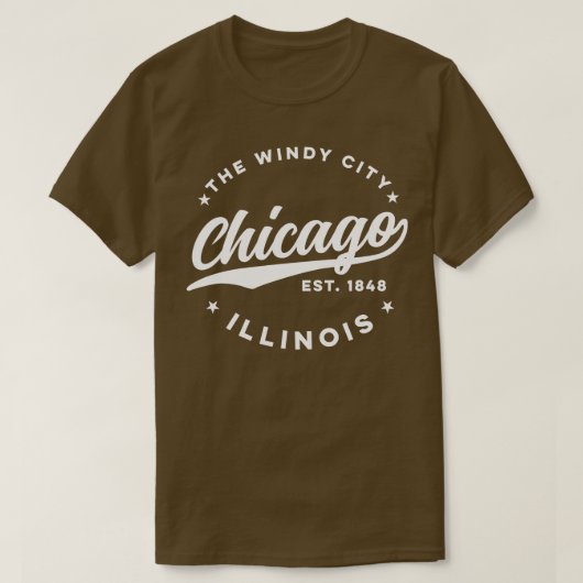 De Windy City Chicago White Tekst T-shirt (Design voorkant)
