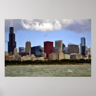 De Windy City Skyline Poster