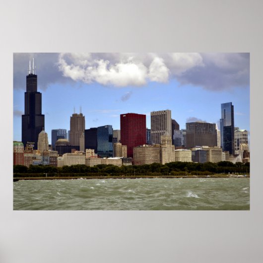 De Windy City Skyline Poster (Voorkant)