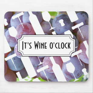 De Wine O' Clock Grapes Background Muismat