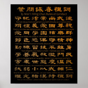 De Wing Chun-gedragsregels van het Ip-Man Poster