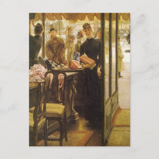 De winkeljuffrouw door James Tissot, Victoriaanse  Briefkaart (Voorkant)