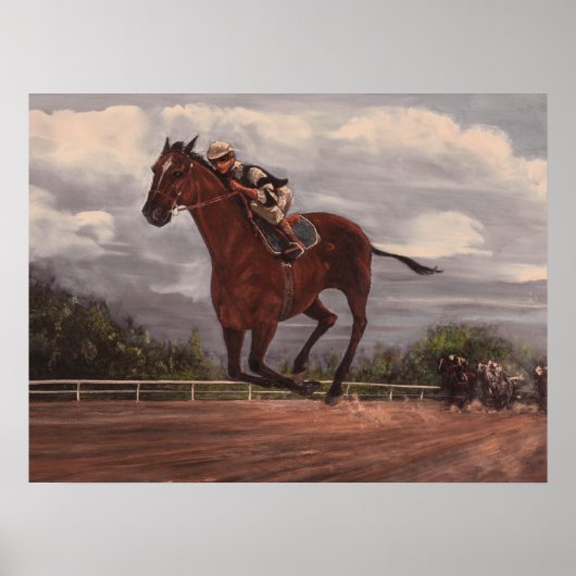 De Winner-Thoroughbred Horse Racing Painting Poster (Voorkant)