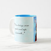 "De winter brengt de bekers van de warmte!" DIVA Tweekleurige Koffiemok (Voorkant links)