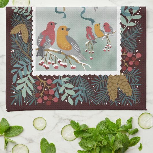 De Winter Earth Song Crimson Red Kitchen Towelen Theedoek (Gevouwen)