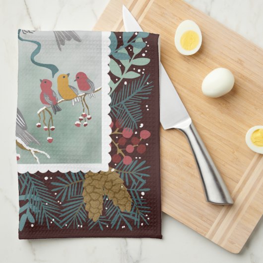 De Winter Earth Song Crimson Red Kitchen Towelen Theedoek (Quarter Fold)