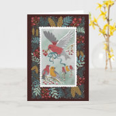 de Winter Earth Song Crimson Red Wenskaarten Kaart (Gele Bloem)