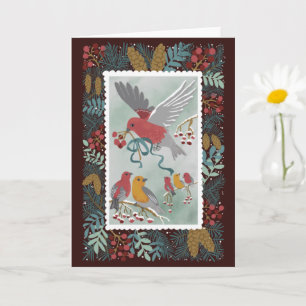 de Winter Earth Song Crimson Red Wenskaarten Kaart