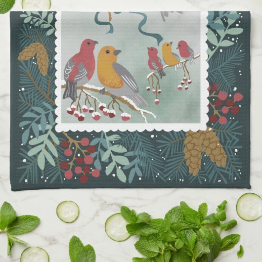 De Winter Earth Song Green Kitchen Towelen Theedoek (Gevouwen)