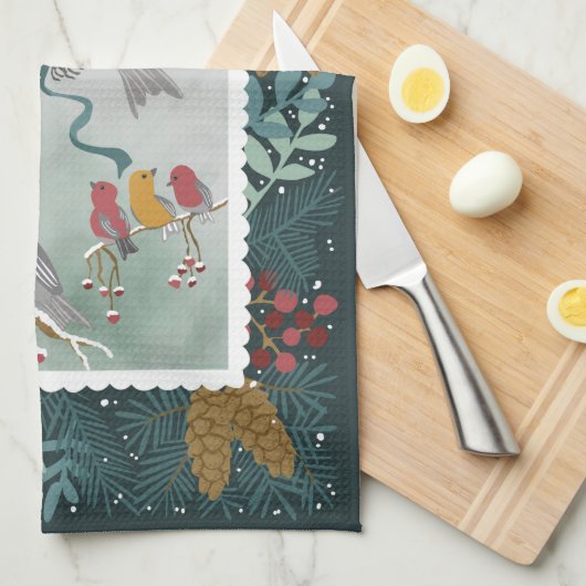 De Winter Earth Song Green Kitchen Towelen Theedoek (Quarter Fold)