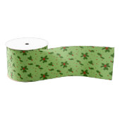 De winter: Happy Holly Days Pattern on Green Grosgrain Lint (Spoel)