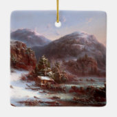 De winter in de bergen, de kerstboom keramisch ornament (Achterkant)
