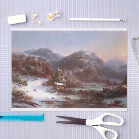 De winter in de bergen, ontkoppeling tissuepapier (Craft)