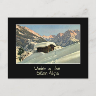 De winter in de Italiaanse Alpen, retro-stijl Briefkaart