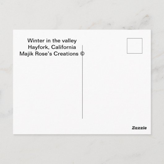 De winter in de vallei..... briefkaart (Achterkant)