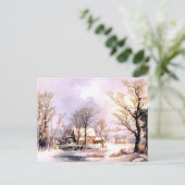 De winter in het land, de oude rist Mill Briefkaart (Staand voorkant)
