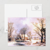De winter in het land, de oude rist Mill Briefkaart (Voorkant / Achterkant)
