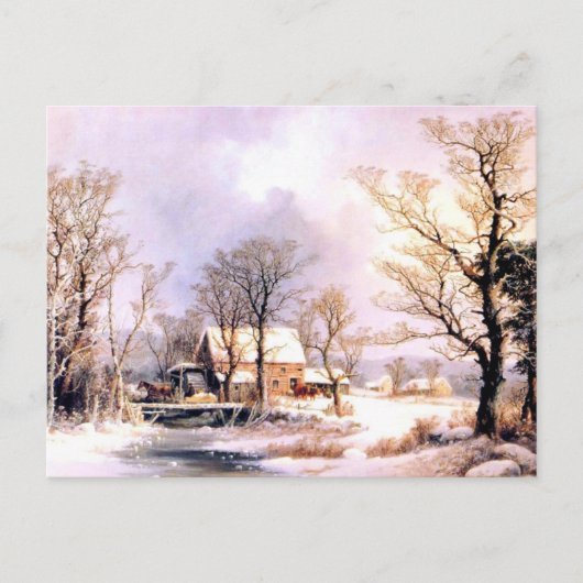 De winter in het land, de oude rist Mill Briefkaart (Voorkant)
