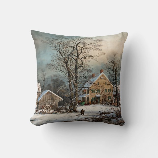 De winter in het land, een koude ochtend kussen (Voorkant)