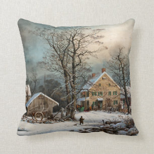 De winter in het land, een koude ochtend kussen