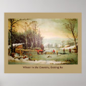 De winter in het land, het Poster krijgen van ijs (Voorkant)