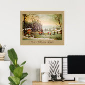 De winter in het land, het Poster krijgen van ijs (Thuiskantoor)