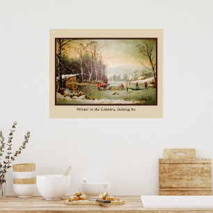 De winter in het land, het Poster krijgen van ijs