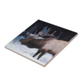 De winter in het wild met Antlers in de sneeuw Tegeltje (Zijkant)