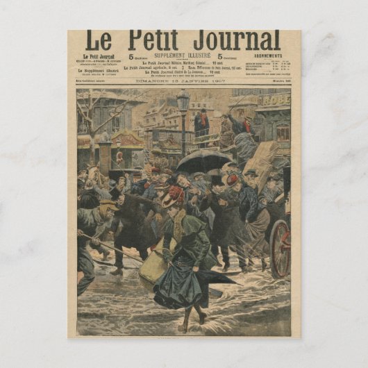 De winter in Parijs loopt in de modder Briefkaart (Voorkant)