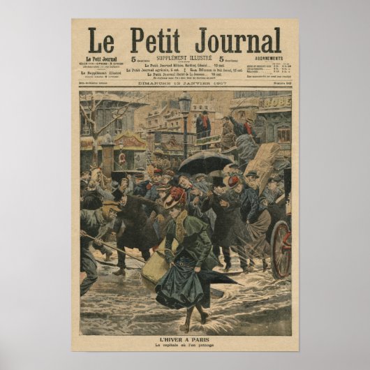 De winter in Parijs loopt in de modder Poster (Voorkant)