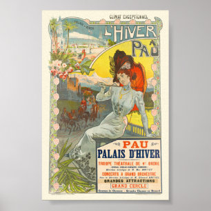 De winter in Pau Frankrijk Vintage Poster 1900