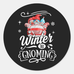 De winter is de kerstboom van de troll ronde sticker