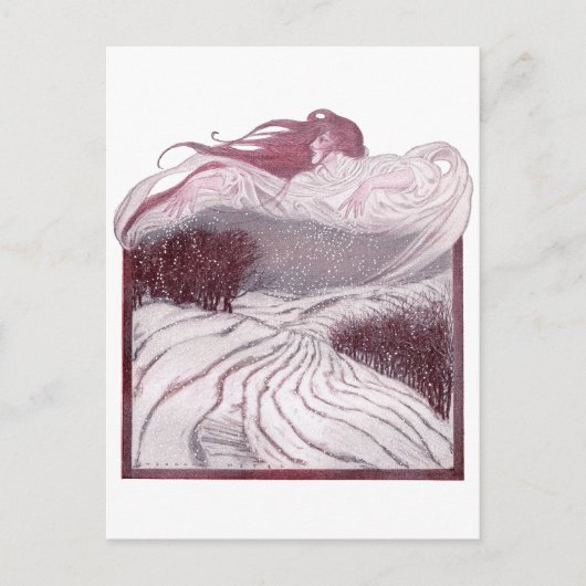 De winter is een mooie vrouw briefkaart (Voorkant)