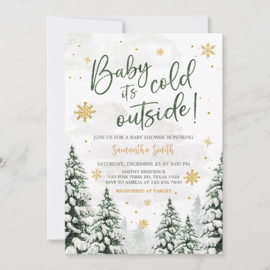 De winter is het koud buiten Baby shower Kaart (Voorkant)