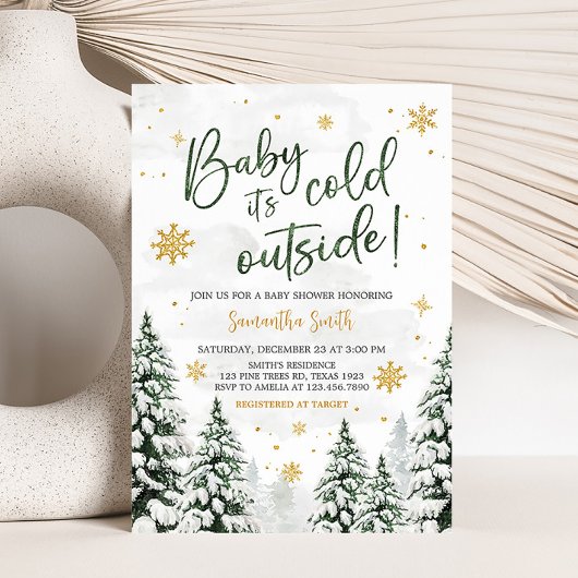 De winter is het koud buiten Baby shower Kaart