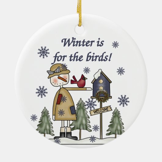 De winter is het Vogeltje voor Keepsake Ornament (Achterkant)