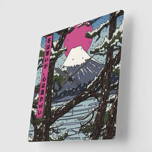 De winter is koud, maar het hart is warm vierkante klok (Hoek)