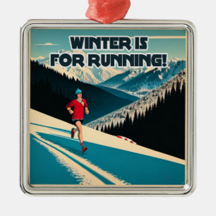 De winter is om te rennen metalen ornament