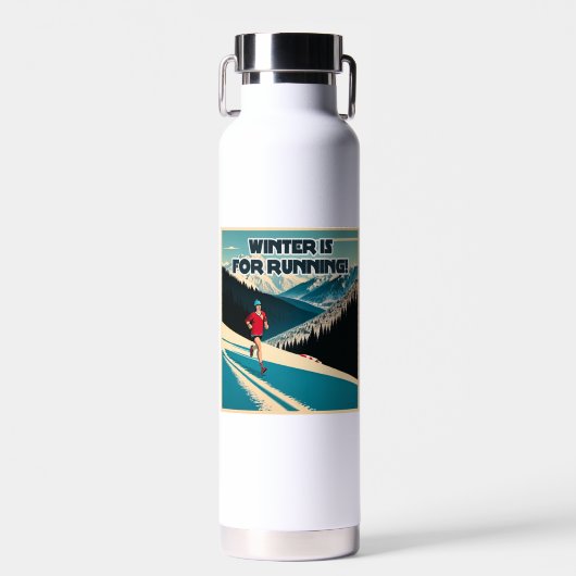 De winter is om te rennen waterfles (Voorkant)
